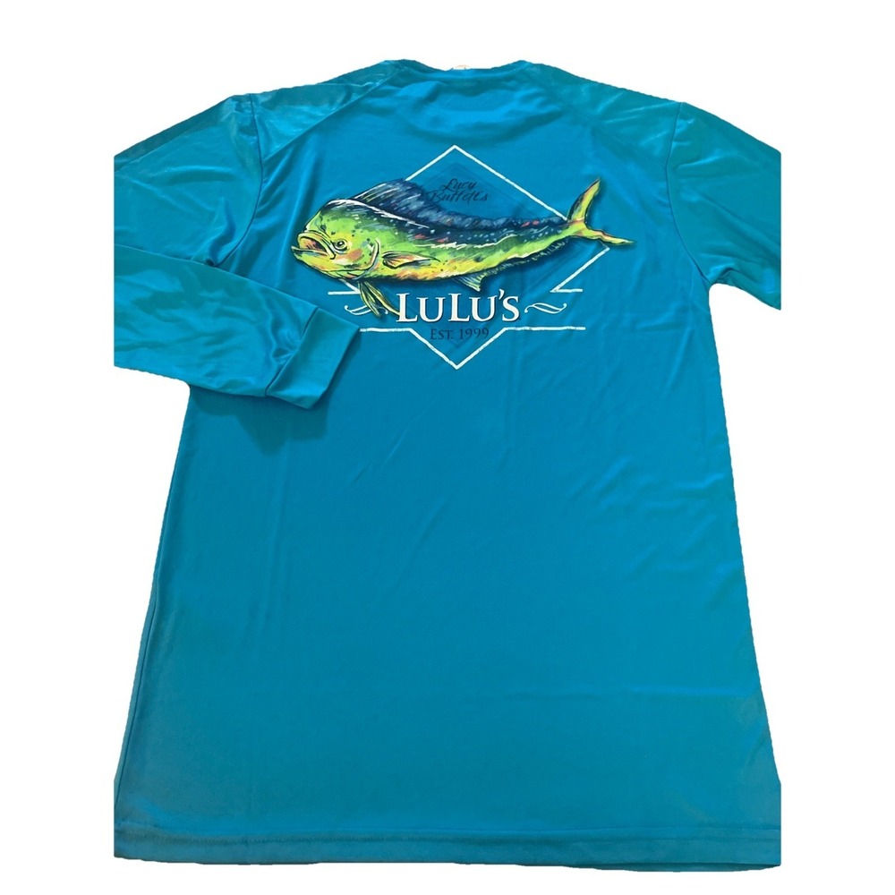 PARAGON Light Blue Men's Swim Rash Guard Lulu's N Myrtle Beach SPF 50‎